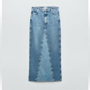 Zara Straight-Leg Light Blue Denim Skirt